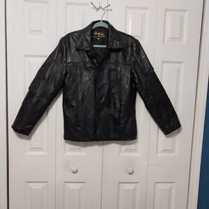 Leather & Soul Women’s Black Leather Jacket Medium Classic Button Front Blazer